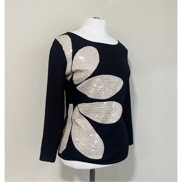 Vintage Y2K Ideology Size Small Sequined Floral Pullover Sweater - Picture 3 of 6